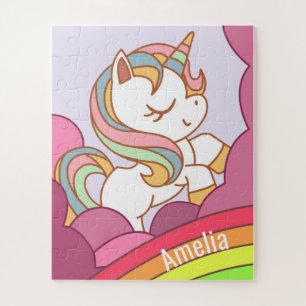 Puzzle Nombre de Chica de Unicornio y arte arcoiris de co