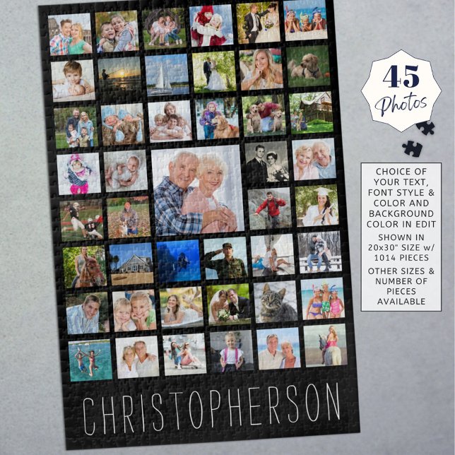 Puzzle Nombre de Collage de fotos familiar negro (Subido por el creador)