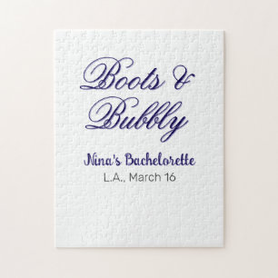 Puzzle nombre de despedida de soltera Boots & Bubble purp