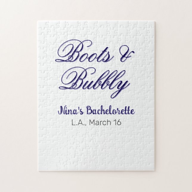 Puzzle nombre de despedida de soltera Botas y Burbujas pu (Vertical)