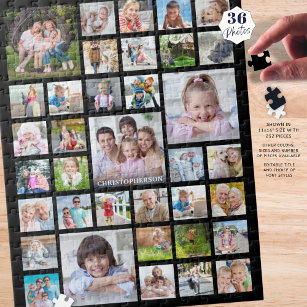 Puzzle Nombre de familia de collage de fotos o título neg