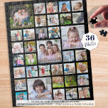 Puzzle Nombre de familia de collage de fotos o título neg<br><div class="desc">Suba fácilmente 36 fotos para crear momentos memorables cada vez que se arma este rompecabezas. Personalízalo con el nombre de la familia, un título o cualquier texto. El color de fondo negro puede cambiarse, así como el estilo de fuente, el tamaño y el color haciendo clic en la ficha PERSONALIZAR...</div>