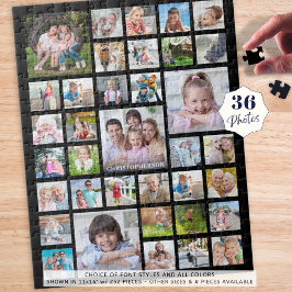 Puzzle Nombre de familia de collage de fotos o título neg