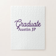Puzzle nombre de graduación morado simple minimalista ele