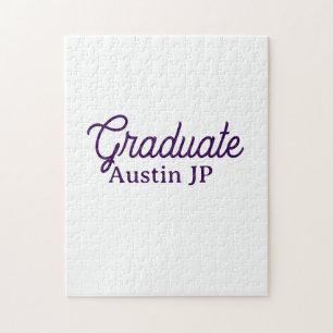 Puzzle nombre de graduación morado simple minimalista ele