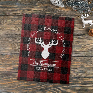 Puzzle Nombre de la familia Red and Black Buffalo Plaid