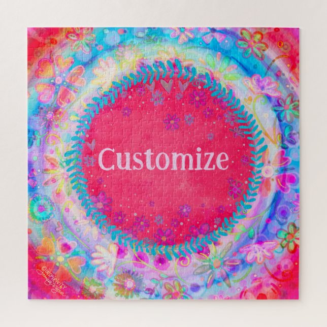 Puzzle Nombre de la floral del Personalizable rosado (Vertical)
