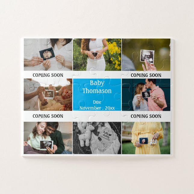 Puzzle Nombre de la foto del bebé que viene pronto Invita (Horizontal)