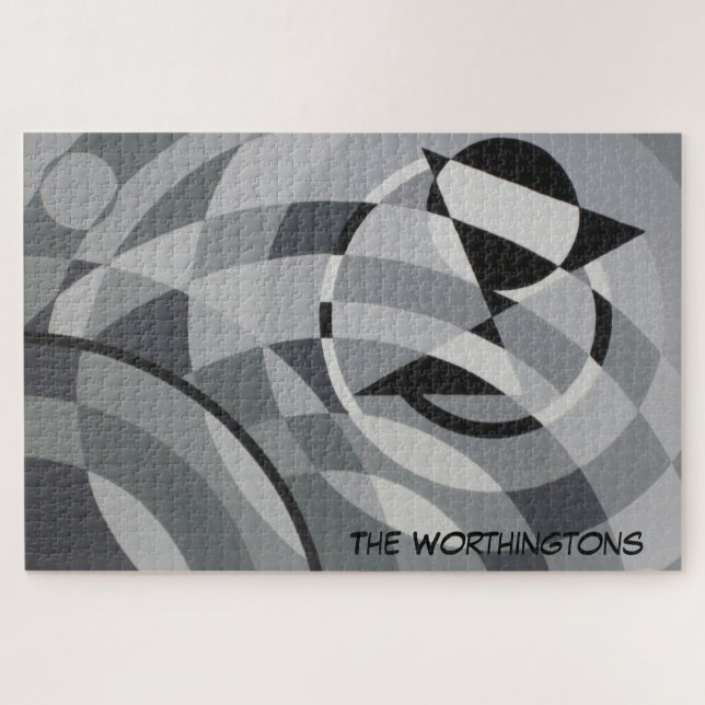 Puzzle Nombre de monograma geométrico Círculos blancos y  (Horizontal)