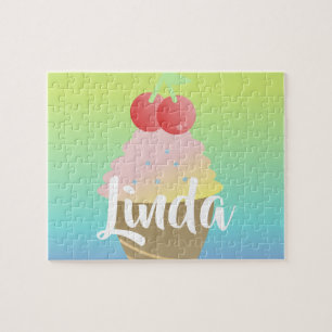 Puzzle Nombre de niña de helado de ombre de arcoíris