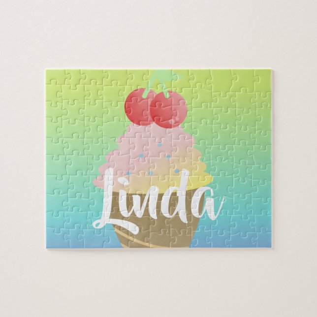 Puzzle Nombre de niña de helado de ombre de arcoíris (Horizontal)