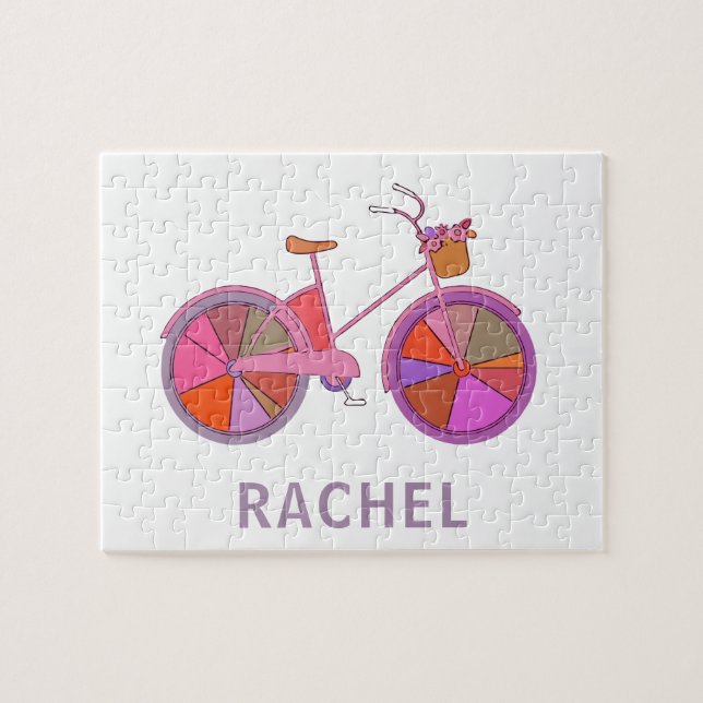 Puzzle Nombre del Ilustracion de las flores de bicicleta  (Horizontal)