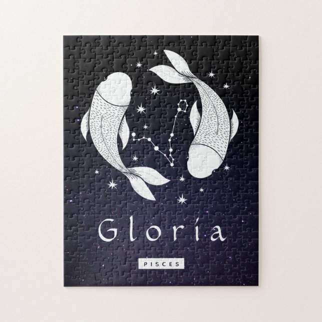 Puzzle Nombre del Rótulo de Pisces Fish Celestial & Cosmi (Vertical)