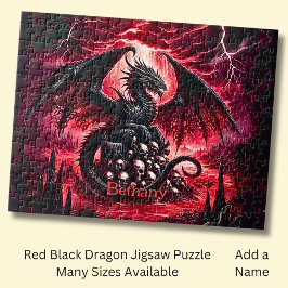 Puzzle Nombre, Dragón de Fuego Fantasía con Calaveras