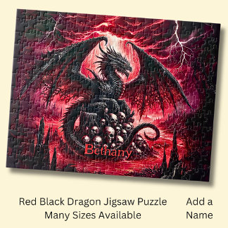 Puzzle Nombre, Dragón de Fuego Fantasía con Calaveras 