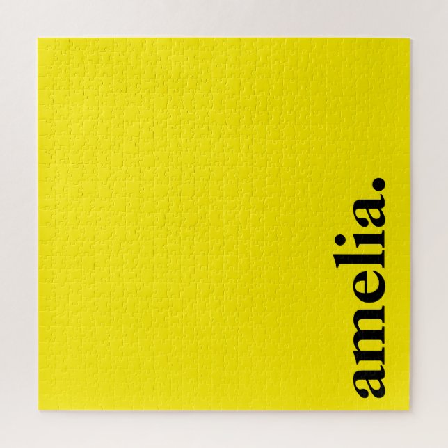 Puzzle Nombre elegante de color sólido amarillo canario (Vertical)