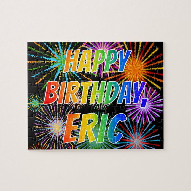 Puzzle Nombre "ERIC", diversión "FELIZ CUMPLEAÑOS" (Horizontal)