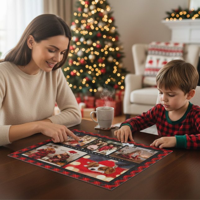 Puzzle Nombre familiar 5 Collage de fotos Red Plaid Moder (Subido por el creador)