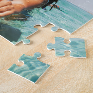 Puzzle Nombre familiar 8 Collage de fotos negro elegante 