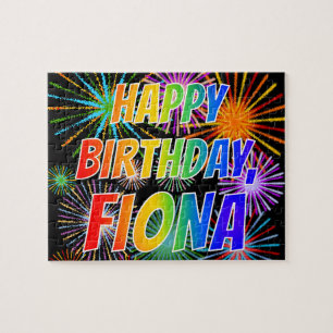 Puzzle Nombre "FIONA", diversión "FELIZ CUMPLEAÑOS"