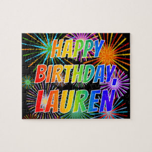 Puzzle Nombre "LAUREN", diversión "FELIZ CUMPLEAÑOS"