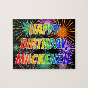 Puzzle Nombre "MACKENZIE", Diversión "FELIZ CUMPLEAÑOS"