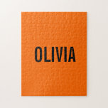 Puzzle Nombre moderno del Naranja del atardecer | Minimal<br><div class="desc">Naranja Neon Sunset | Nombre personalizado,  apellido | Moderna y elegante | Diseño clásico | Color de moda | Elegancia y moda | MINIMALISTA | NOVEDAD</div>