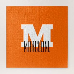Puzzle Nombre moderno y elegante inicial Naranja Neon S