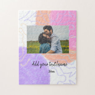 Puzzle nombre monograma de pareja personalizado minimalis
