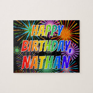 Puzzle Nombre "NATHAN", divertido "CUMPLEAÑOS FELIZ"