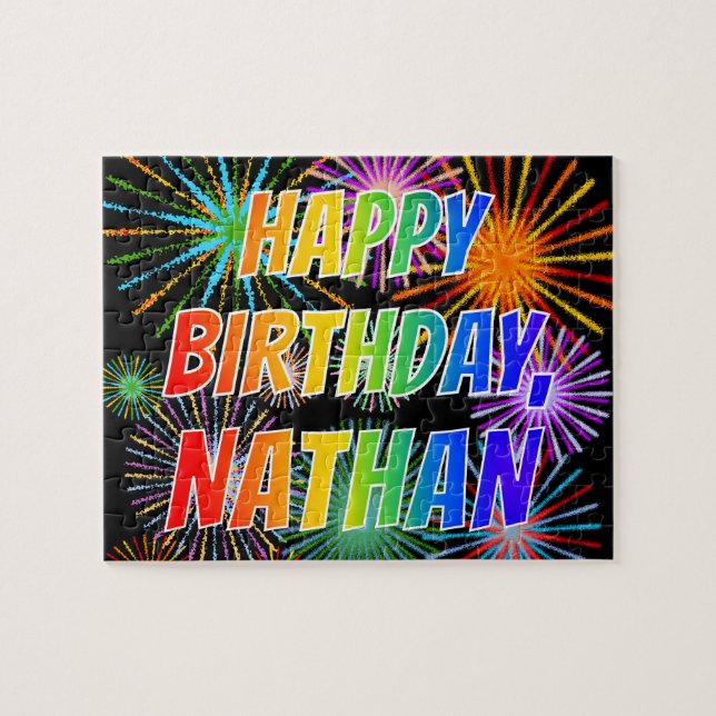 Puzzle Nombre "NATHAN", divertido "CUMPLEAÑOS FELIZ" (Horizontal)