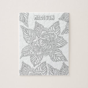 Puzzle Nombre opcional subió colorante del adulto de la