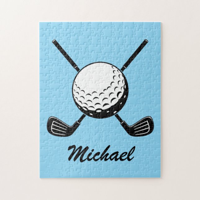 Puzzle Nombre personalizado Balón de palo de golf Golfer  (Vertical)