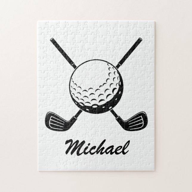 Puzzle Nombre personalizado Balón de palo de golf Golfer  (Vertical)