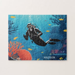 Puzzle Nombre personalizado Buceador Scuba