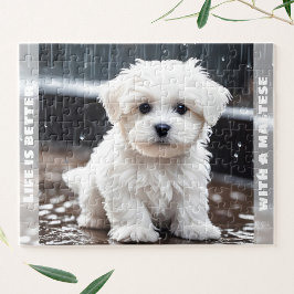 Puzzle Nombre personalizado de la lluvia de cachorros de 