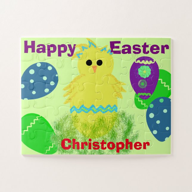 Puzzle NOMBRE personalizado de la Pascua de huevos de pol (Horizontal)