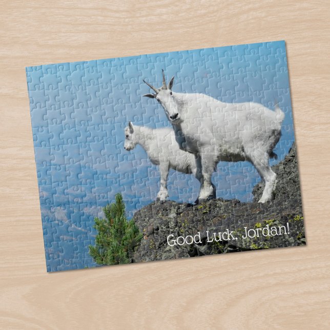 Puzzle Nombre personalizado de la plantilla de fotos de c (Mountain Goats Photo Template Custom Name Jigsaw Puzzle in situ)