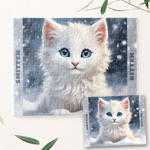 Puzzle Nombre personalizado de nieve de invierno de gatit