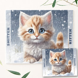 Puzzle Nombre personalizado de nieve de invierno de gatit