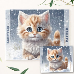 Puzzle Nombre personalizado de nieve de invierno de gatit