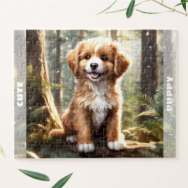 Puzzle Nombre personalizado del bosque de cachorros de cú