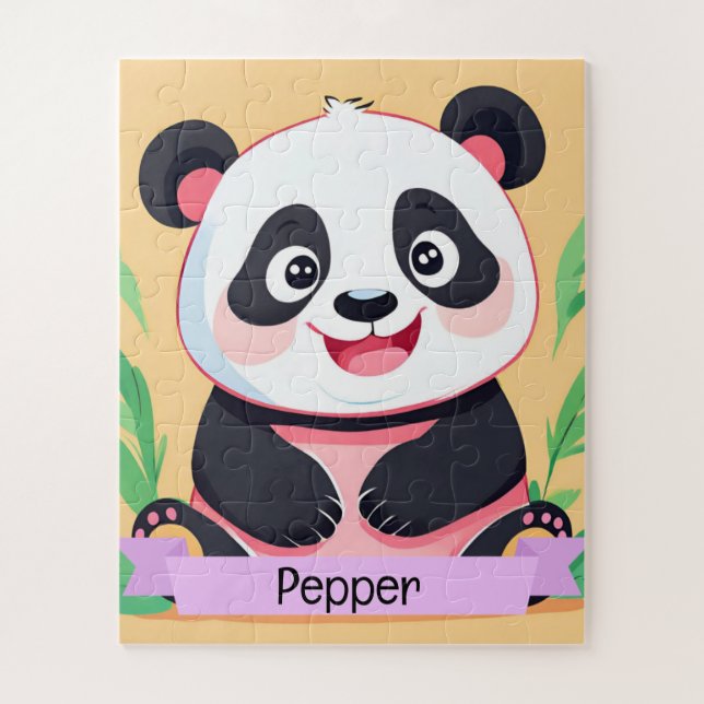 Puzzle Nombre personalizado del panda del bebé (Vertical)