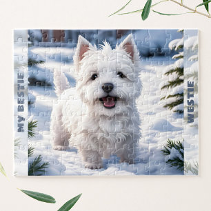 Puzzle Nombre personalizado del perro blanco lindo Westie
