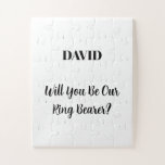 Puzzle Nombre personalizado del portaesquíes Boda mínimo<br><div class="desc">Diseño sencillo,  mínimo y elegante para preguntar "¿Serás nuestro portador de canciones?" con mensajes personalizados y plantillas de texto de nombres personalizados para que lo personalizares!</div>