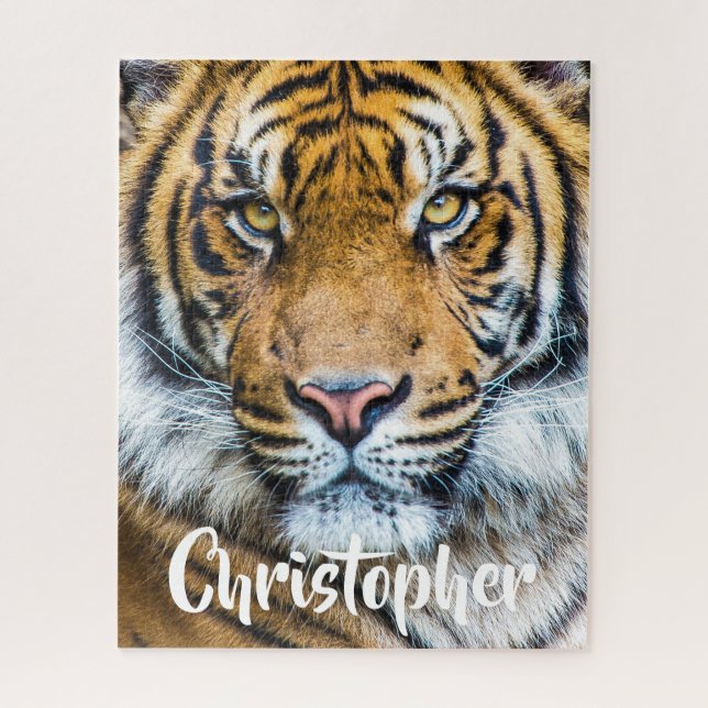Puzzle Nombre Personalizado Fierce Tiger Face (Vertical)