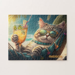 Puzzle Nombre personalizado gato de vacaciones