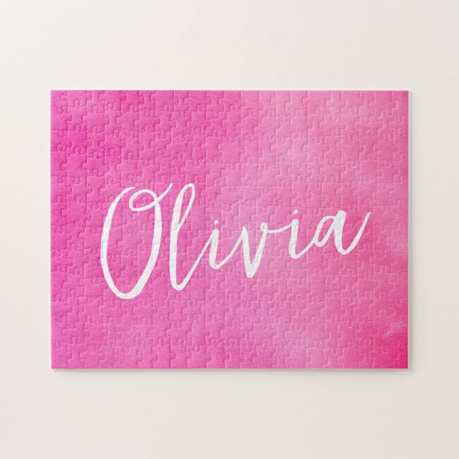 Puzzle Nombre Personalizado Gradiente Ombre Rosa (Horizontal)