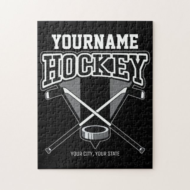 Puzzle NOMBRE personalizado Jugador de hockey Equipo de p (Vertical)