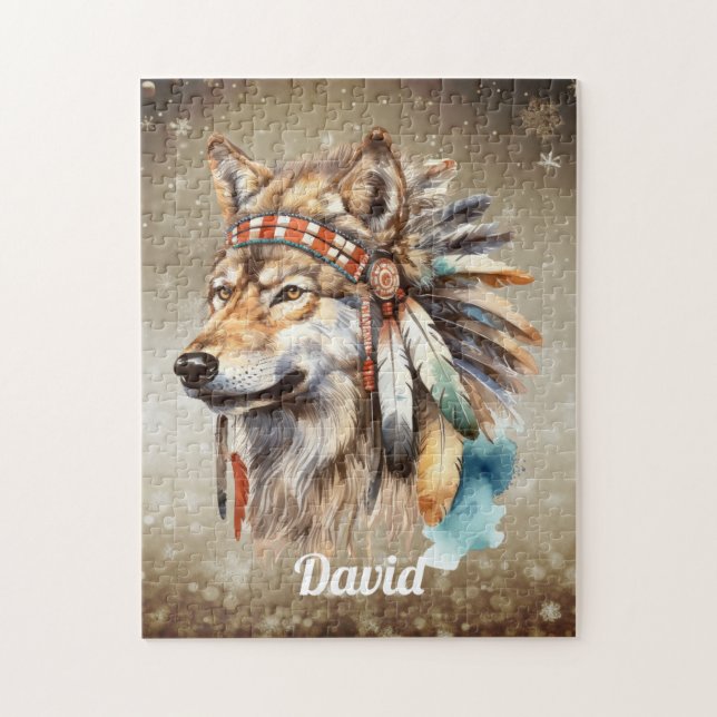 Puzzle Nombre personalizado Lobo  (Vertical)